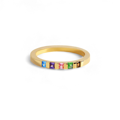 Princess-Cut Birthstone Band Ring