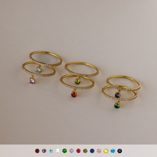 Pave Birthstone Drop Ring