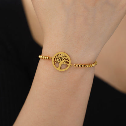 Tree of Life Stainless Steel Box Chain Bracelet
