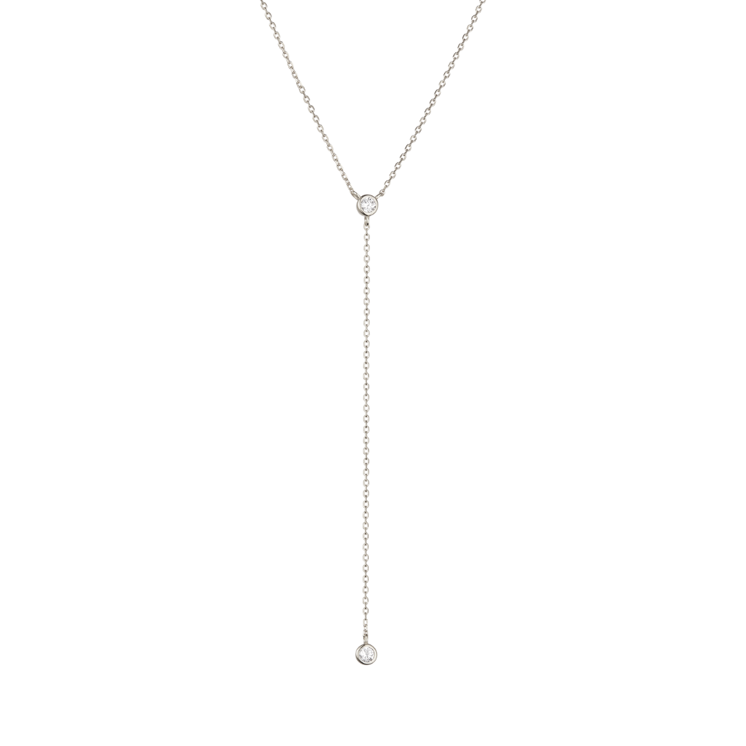 Collar de lazo de diamantes en oro blanco macizo