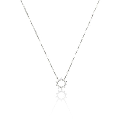 Silver Diamond Style Sun Necklace