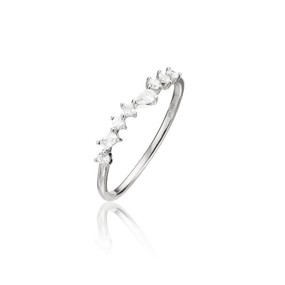 Anillo de plata con diamantes en racimo mixto
