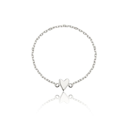 Silver Heart Chain Ring