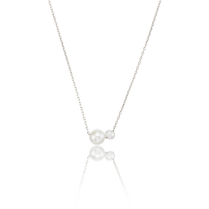 Silver Large and Small Pearl Necklace