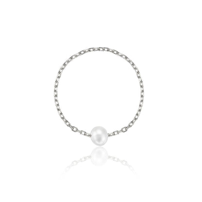 Silver Pearl Chain Ring