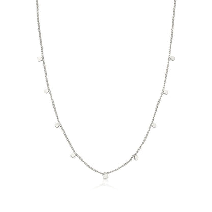 Silver Square and Circle Charm Necklace