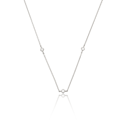 Silver Three Diamond Style Necklace
