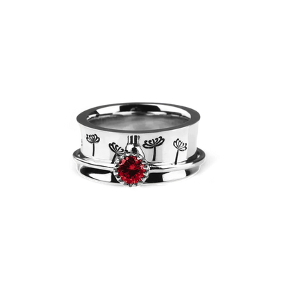 Silver Dandelion Birthstone Spinning Fidget Ring