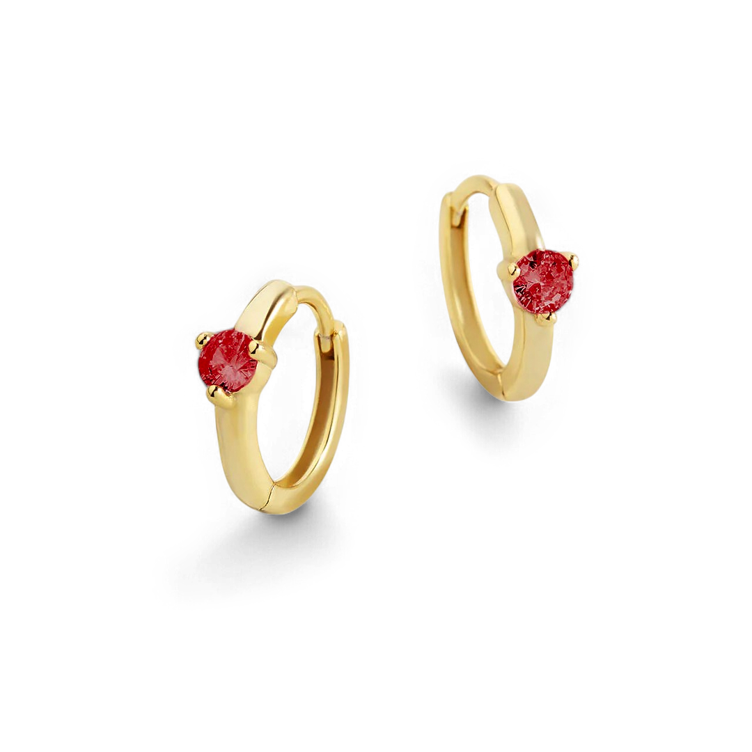 Single Stone Birthstone Huggie Hoops