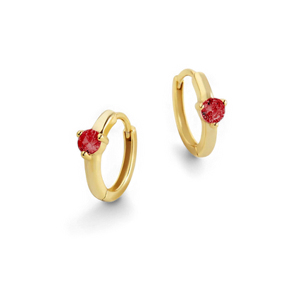 Single Stone Birthstone Huggie Hoops