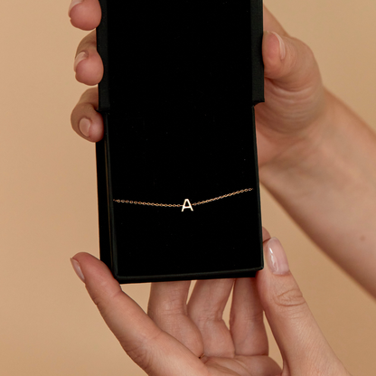 Solid White Gold Miniature Initial Letter Bracelet