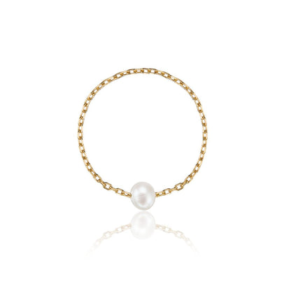 Gold Pearl Chain Ring