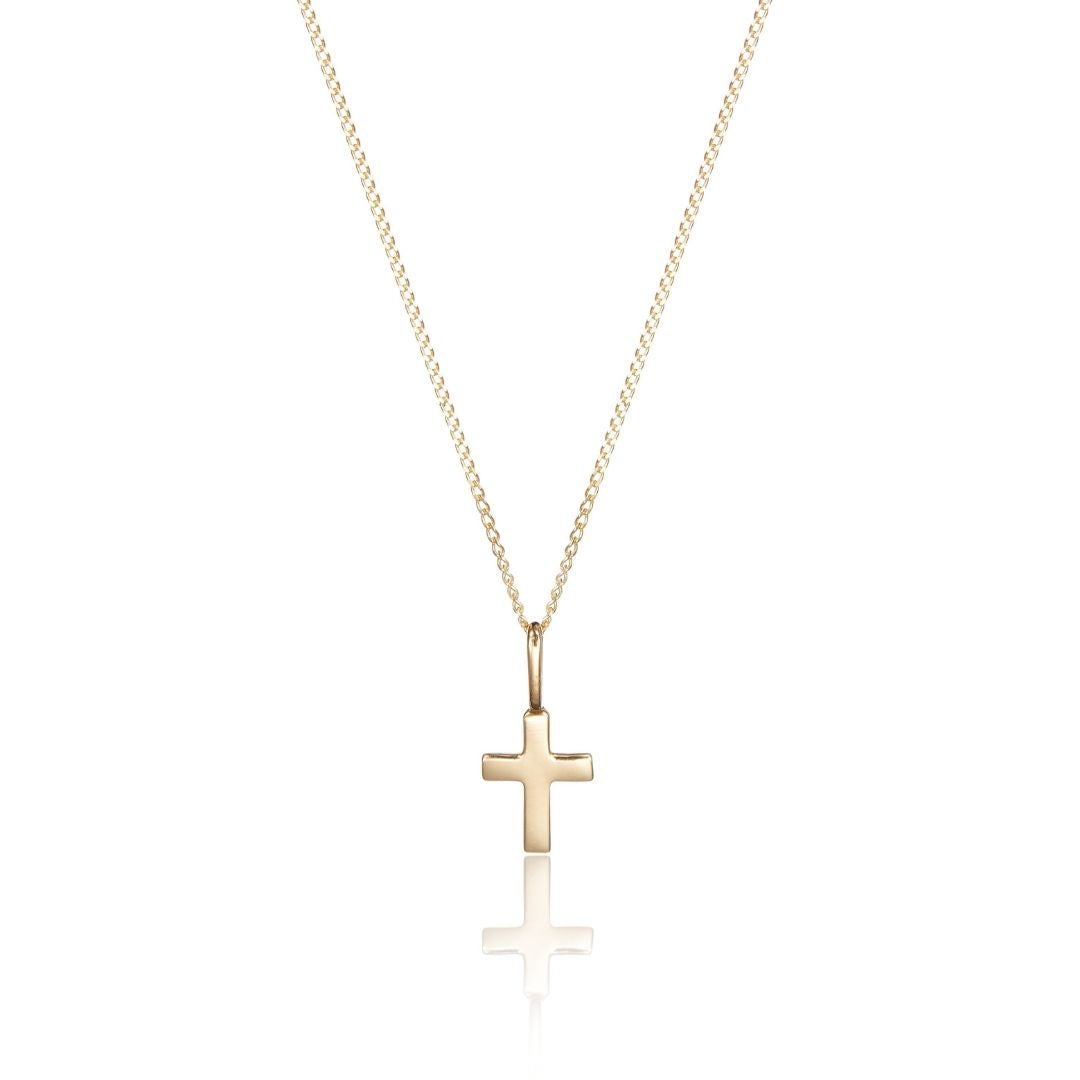 Halskette mit kleinem Kreuz aus massivem Gold