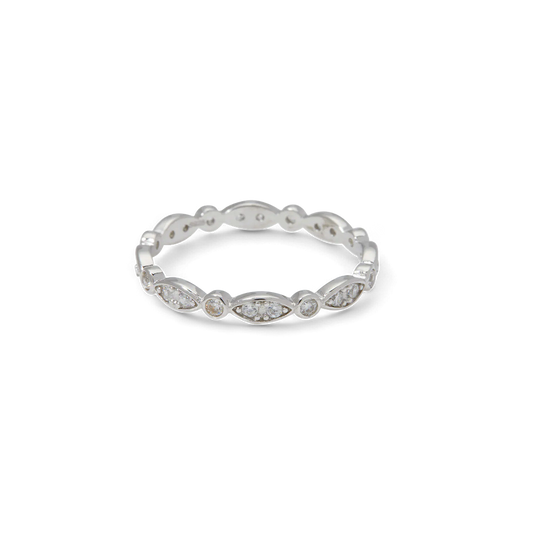 Sterling Silver Marquis and Dot Band