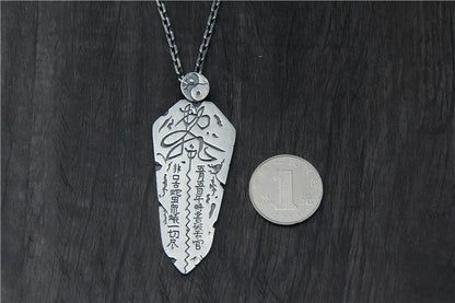 S925 Edict Taiji Bagua Sterling Silver Pendant Body Protection Wulei Order Plate Pendant - Touch Bling