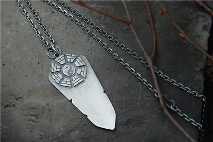 S925 Edict Taiji Bagua Sterling Silver Pendant Body Protection Wulei Order Plate Pendant - Touch Bling