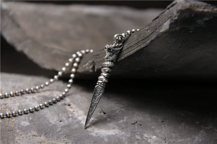 Vajra Pestle Dragon Necklace Pendant Female S925 Sterling Silver Retro Pendant Tibetan Buddha Dharma Artifact Guardian Silver Pendant - Touch Bling