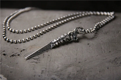 Vajra Pestle Dragon Necklace Pendant Female S925 Sterling Silver Retro Pendant Tibetan Buddha Dharma Artifact Guardian Silver Pendant - Touch Bling