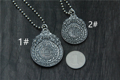 Sterling Silver S925 Vajra Pestle Zodiac Jiugong Pendant, Kirin Beast Gossip Pendant - Touch Bling