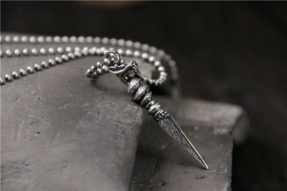 Vajra Pestle Dragon Necklace Pendant Female S925 Sterling Silver Retro Pendant Tibetan Buddha Dharma Artifact Guardian Silver Pendant - Touch Bling