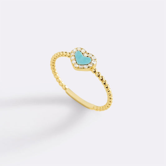 Tiny Gemstone Heart Ring