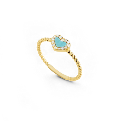 Tiny Gemstone Heart Ring