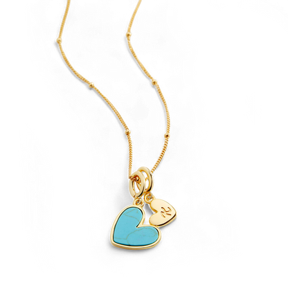 Turquoise Initial Heart Necklace