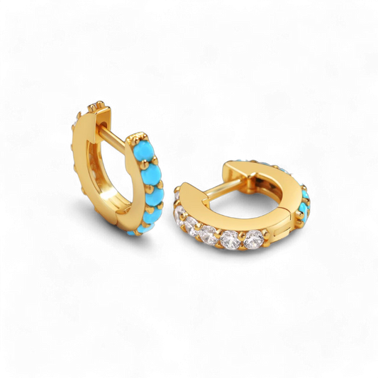 Turquoise Reversible Huggie Hoops