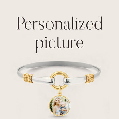 Personalized Photo Two-Tone Charm Bracelet