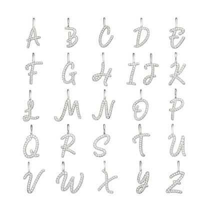 Silver Diamond Style Curve Initial Letter Necklace