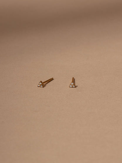 Triangle Diamond Vermeil Stud Earrings