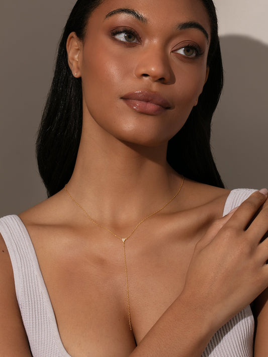Collar Lariat de diamantes vermeil triangulares