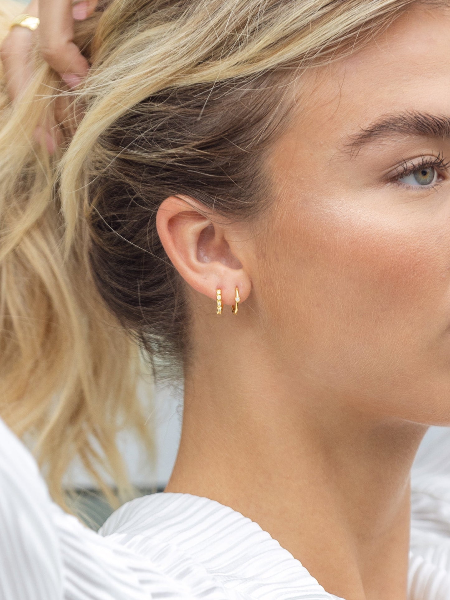 Solo Diamond Vermeil Huggies