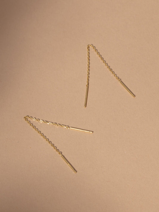 Vermeil-Ohrringe mit Kette und Stab