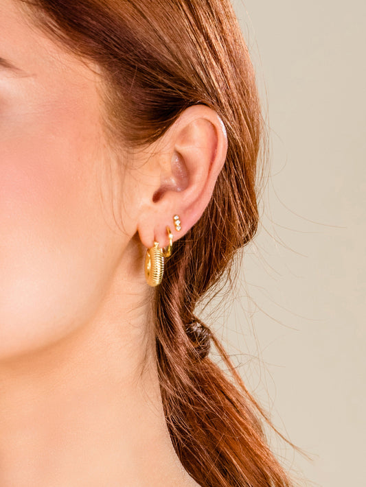 Pendientes de triple diamante vermeil