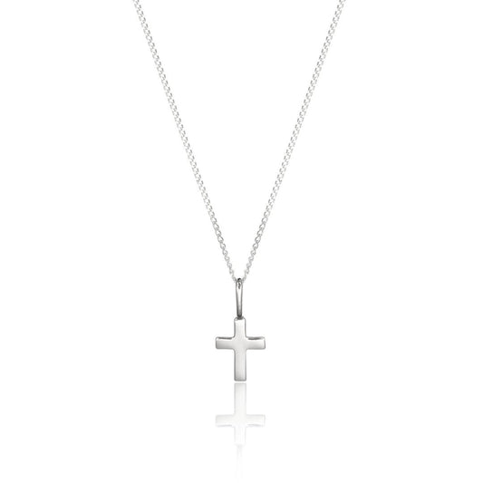 Solid White Gold Tiny Cross Necklace