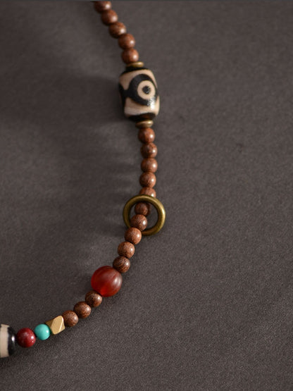 Golden Sandalwood Tibetan Dzi Beads Pendant 58mm