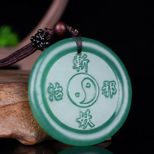 Collar con colgante de equilibrio Yin Yang de aventurina verde y piedras de Buda 