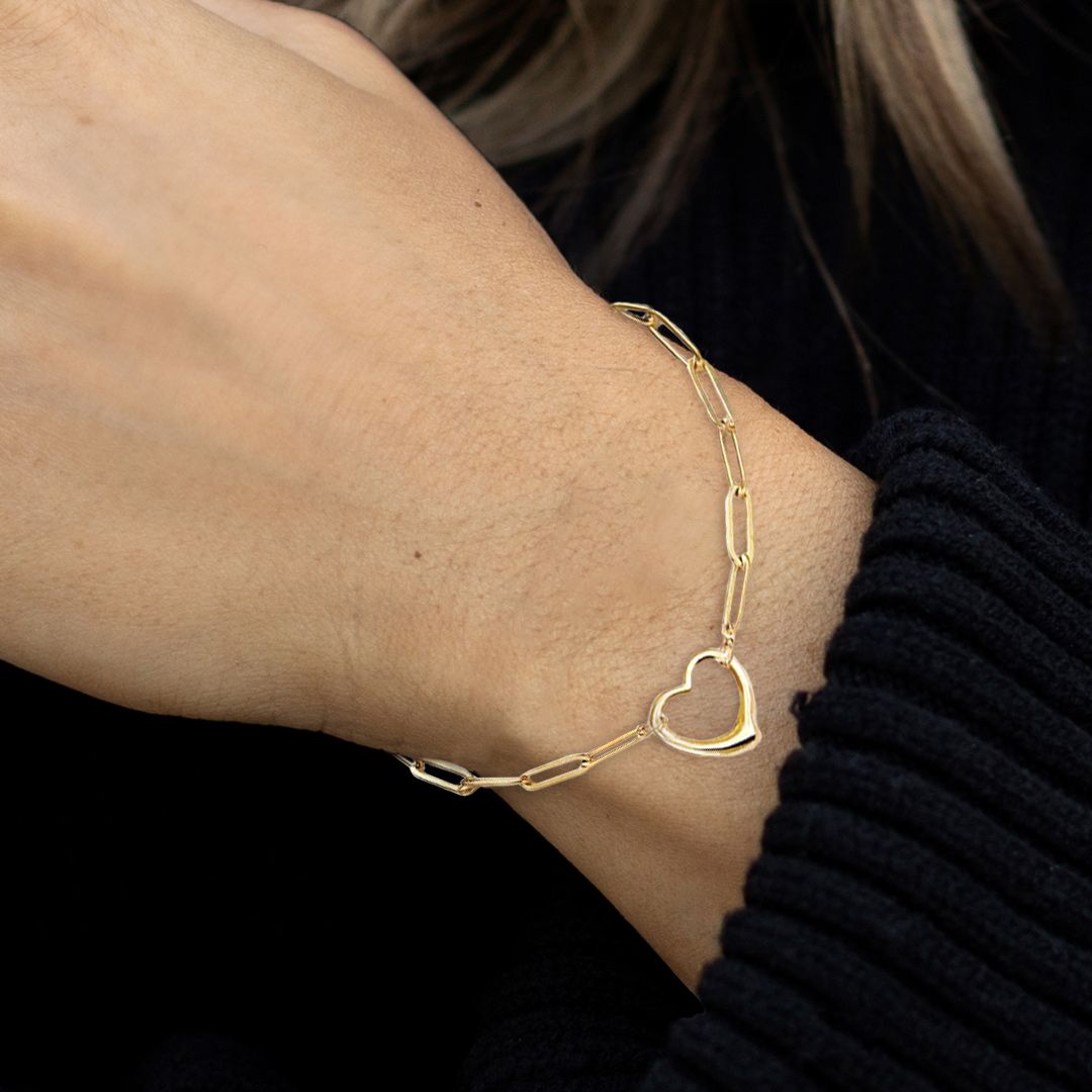 Offenes Herz-Büroklammer-Kettenarmband
