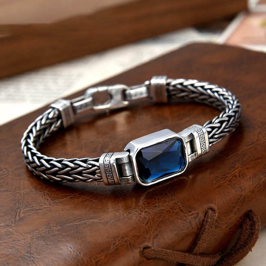 Buddha Stones Retro Blau Acryl Drachen Kiel Geflochtenes Design Heilung Reichtum Schnalle Armband 