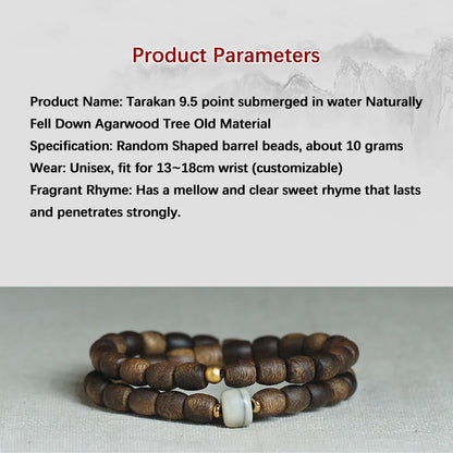 Buddha Stones 999 Gold Seltenes Tarakan-Adlerholz Tibetischer Alter Geistknochen Gleichgewicht Stärke Doppelwickelarmband