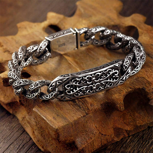 Pulsera curativa grabada con patrones vintage de piedras de Buda
