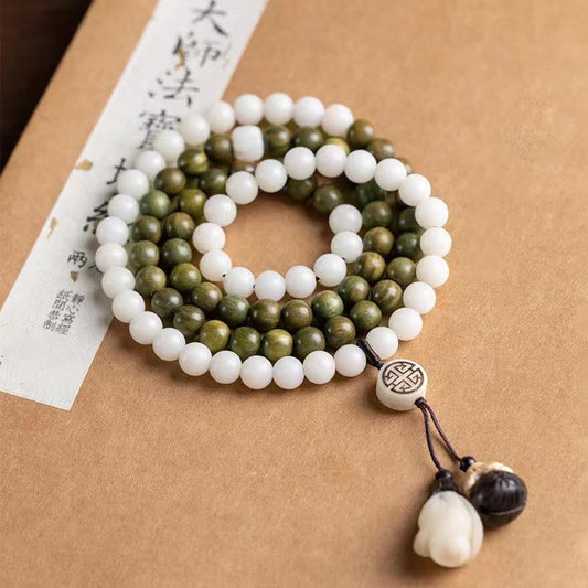 Buddha Stones Natürliches grünes Sandelholz Bodhi Seed Beruhigendes Armband
