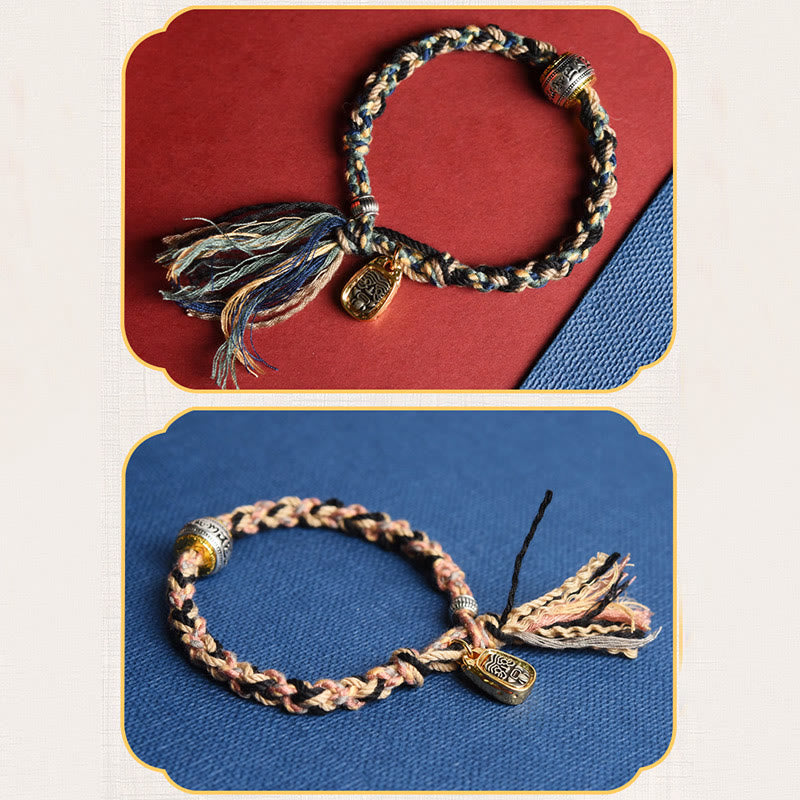 Pulsera hecha a mano con piedras de Buda Zakiram, diosa de la riqueza, Om Mani Padme Hum y la paz. 