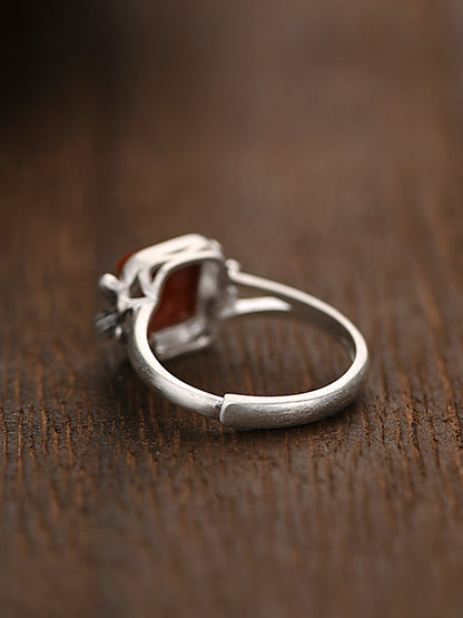 925 Silver Small Square Nanhong Ring (Women's)