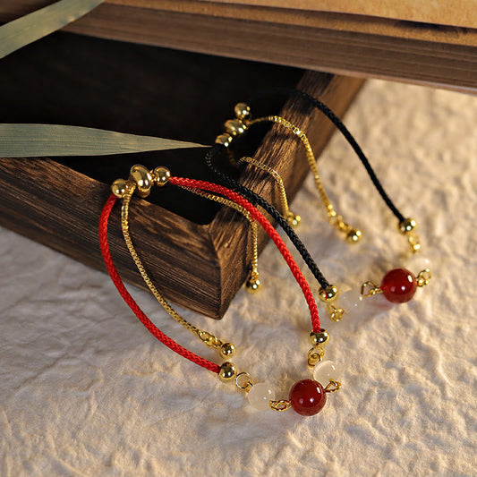 Buddha Stones Roter Achat Katzenauge Geflochtenes Vertrauensarmband