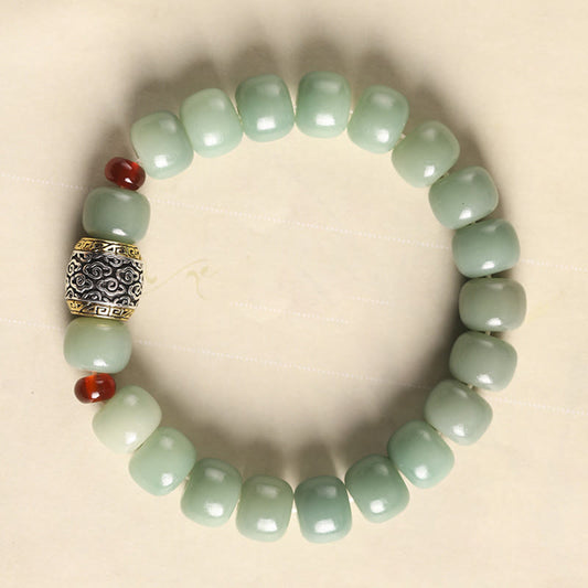 Pulsera de la paz con cuentas de Buda, semillas de Bodhi, nube auspiciosa y carácter Fu