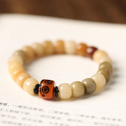Pulsera de sabiduría Om Mani Padme Hum con semillas de Bodhi naturales de Buda y el Señor del Bosque Cadáver