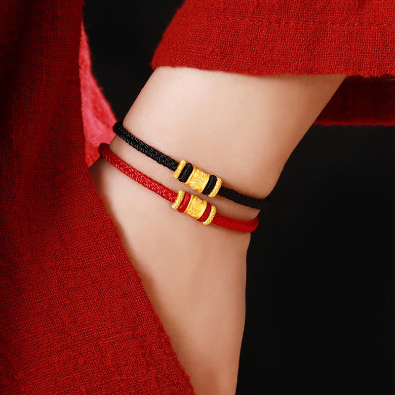 Pulsera de cuentas de la suerte con piedras de Buda del Tíbet, oro 999, con grabado Om Mani Padme Hum 