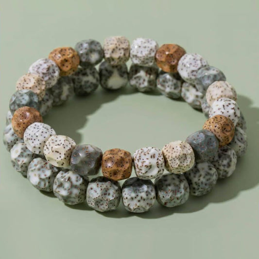 Buddha-Steine, natürliches, buntes Bodhi-Samen-Armband für Glück und Reichtum 
